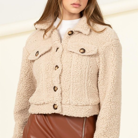 RELISTED Teddy Bear Plush Shacket Button Down Jacket - Picture 4 of 5